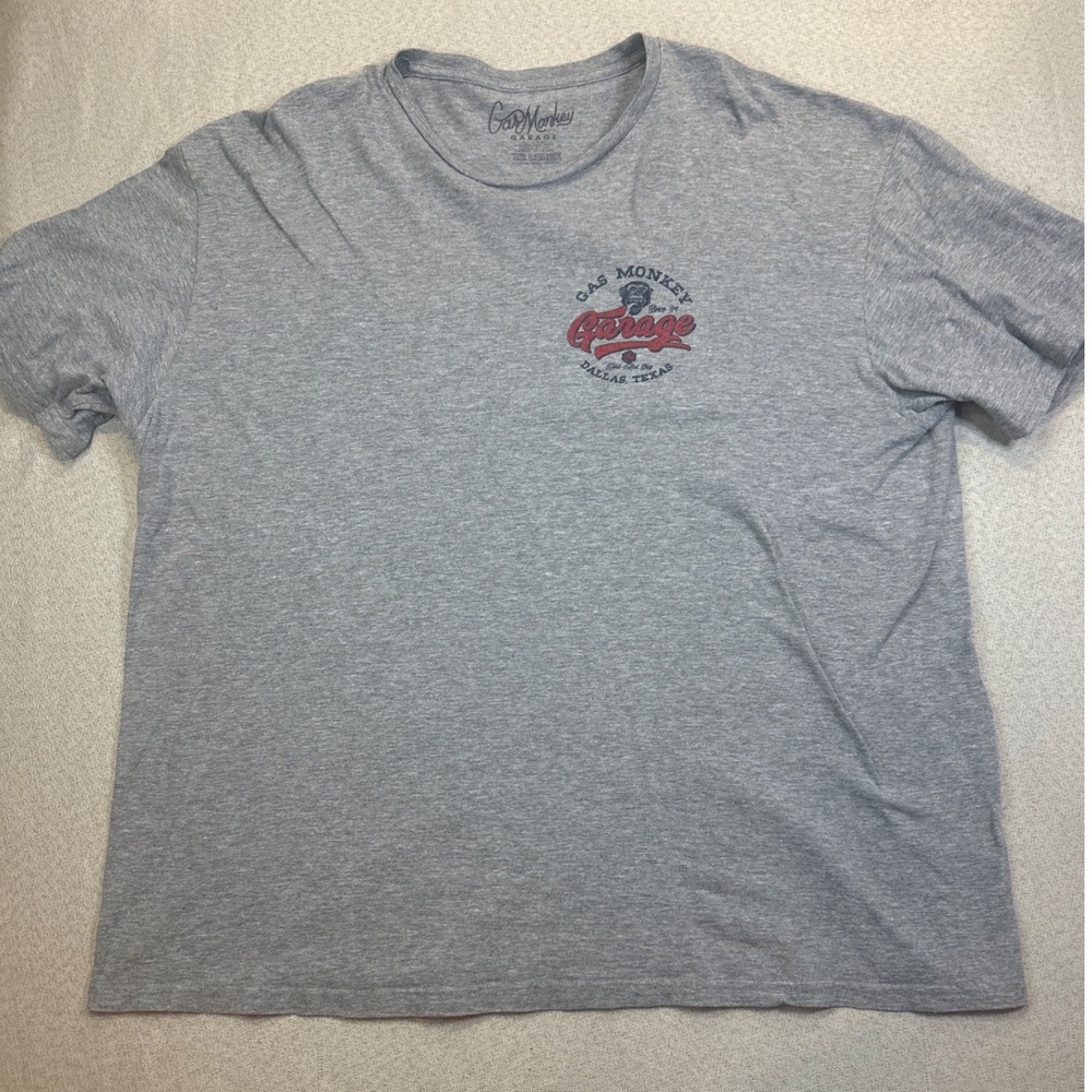 Gas Monkey Garage T Shirt Mens XXL Gray Cotton Dallas Texas Hot Rod Shop Graphic